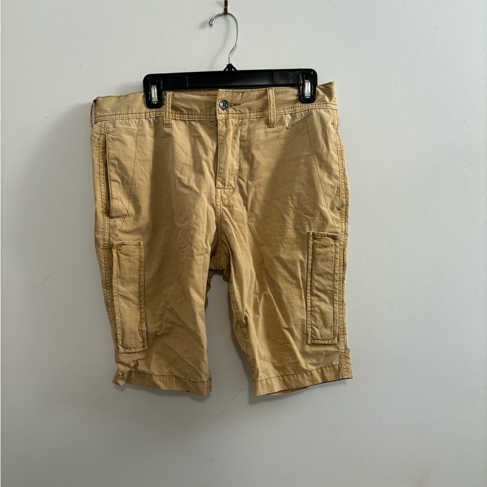 True Religion Tan Cargo Shorts Casual Cotton Blend
